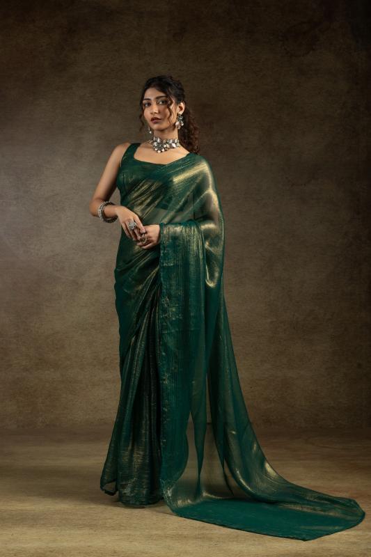 105a-105d  satin chiffon gold occasion wear saree supplier