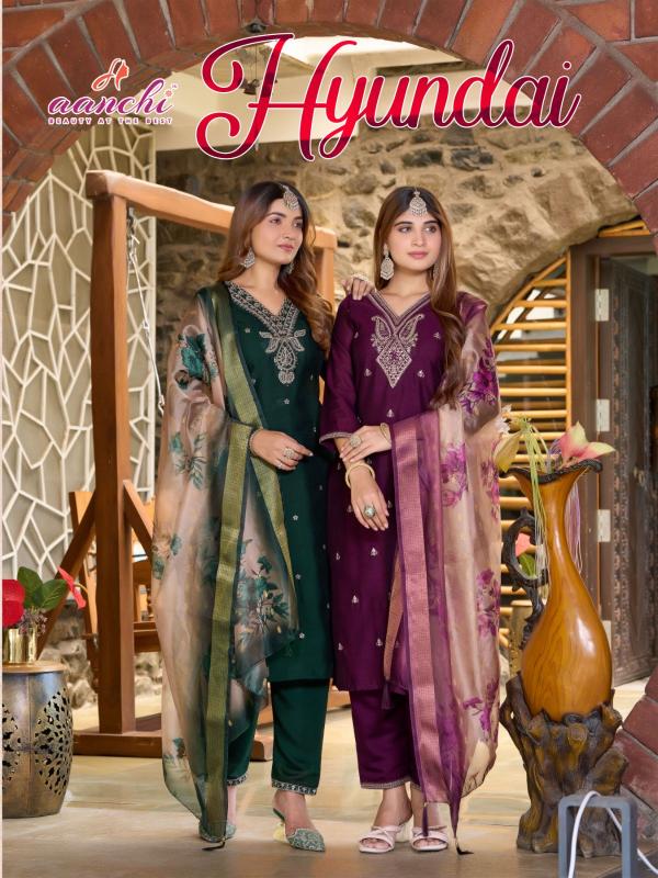 hyundai by aanchi readymade unique vichitra shimmer 3pcs dress