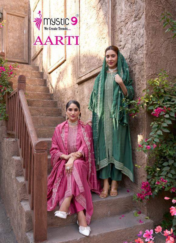 mystic9 aarti vol 1 traditional vertican fully stitch 3pcs dress