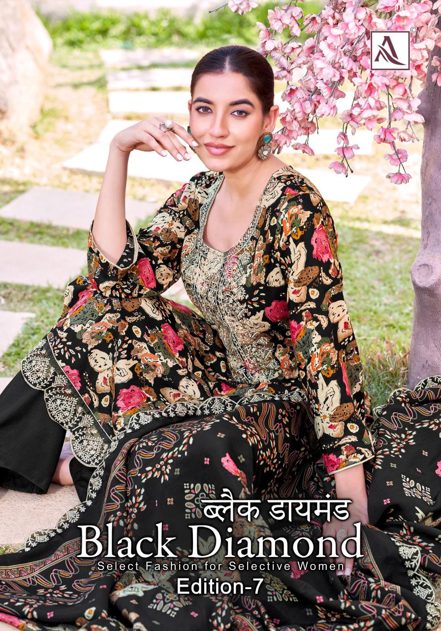 black diamond vol 7 by alok rayon print modern pakistani suit 