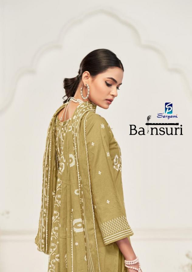sargam launch bansuri cotton colour addition 3pcs dress