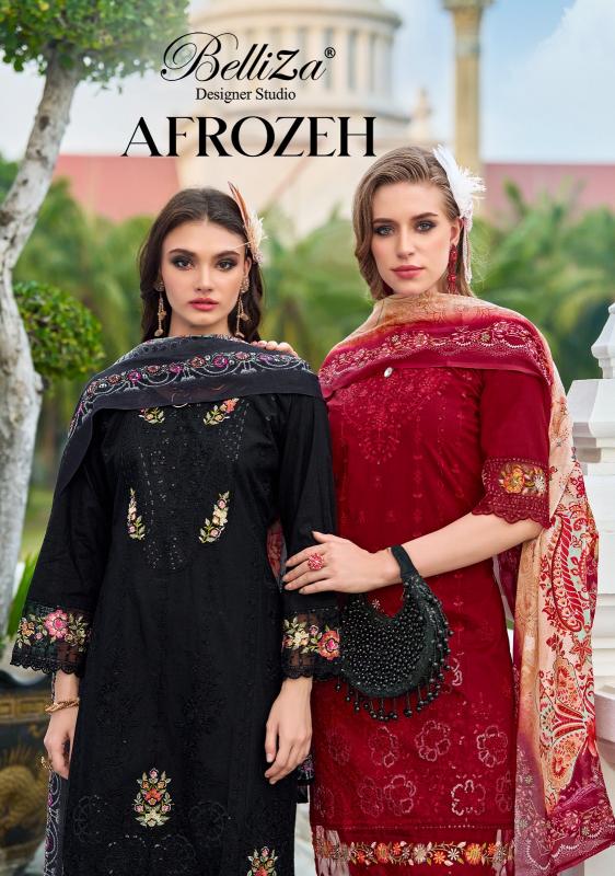 afrozeh by belliza designer lawn cotton stylish pakistani dress material 