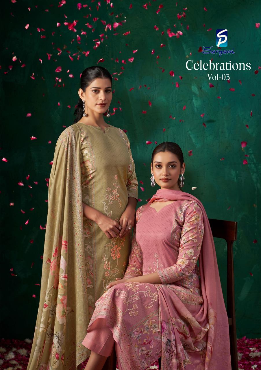 SARGAM CELEBRATION VOL 3 CAMBRIC DRESS MATERIALS