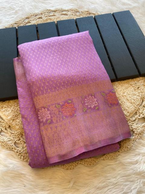 kc 301 khadi crepe silk fashionable meenakari saree wholesaler 