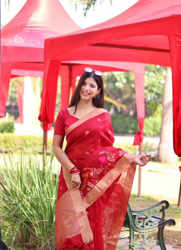 kc 314 linen silk unique colours jamdani weaving border sarees exports 