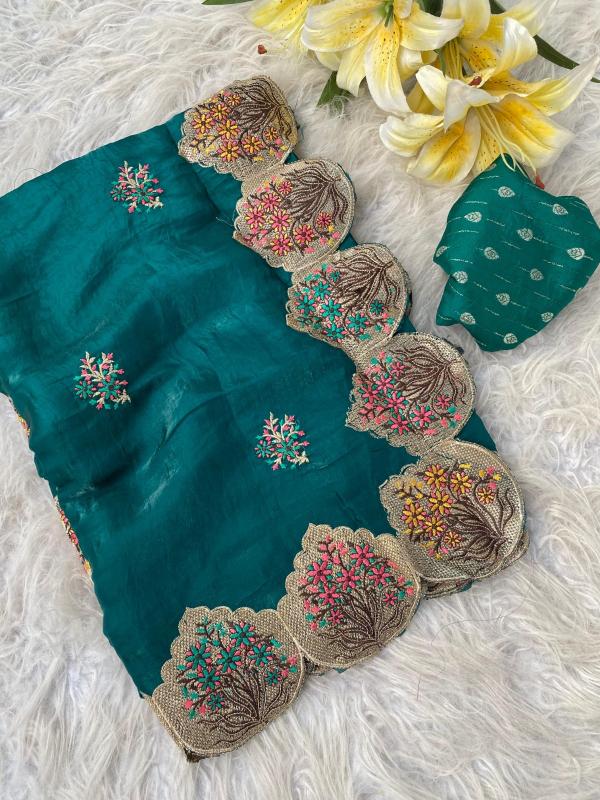 kc 4003 unique colours silk embroidered saree for ladies 