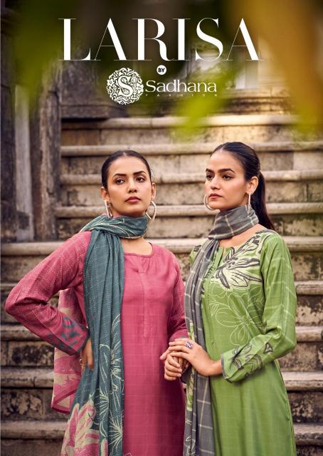 sadhana fashion larisa pretty look muslin silk unstitch 3pcs dress