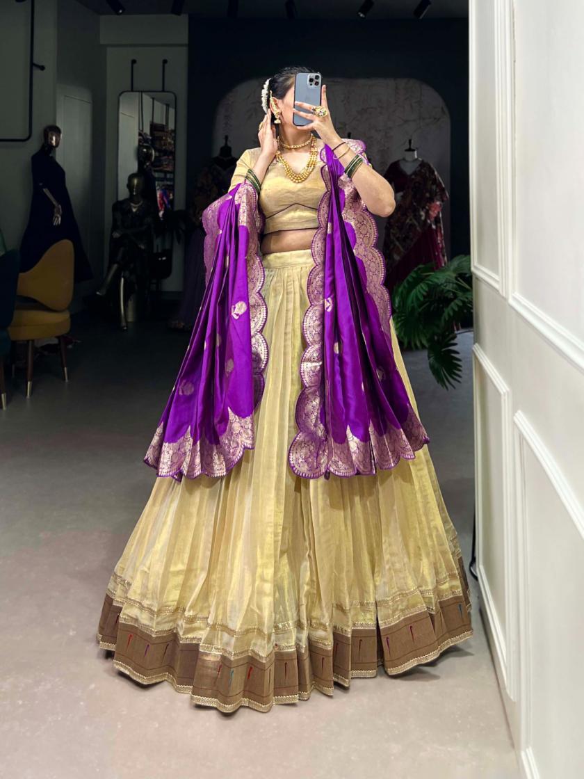 lnb2012 erode paithani lace stitch lehenga unstitch choli festive look