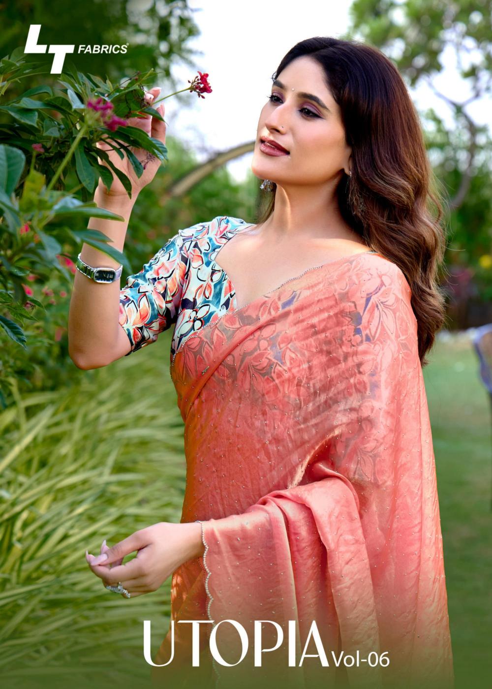 utopia vol 6 by lt fashion pretty malai silk fancy saree wholesaler 