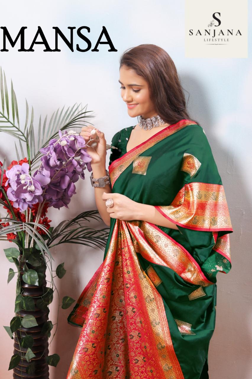 9743a-9743h by mansa silk unique colours saree supplier 