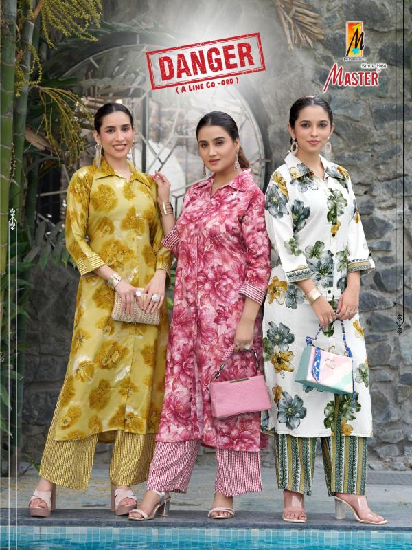 danger by master rayon fully stitch casual a-line co-ord sets 