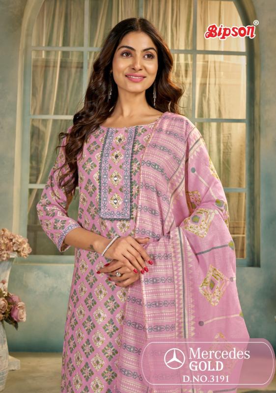 bipson prints mercedes gold 3191 cotton stylish suit for ladies  