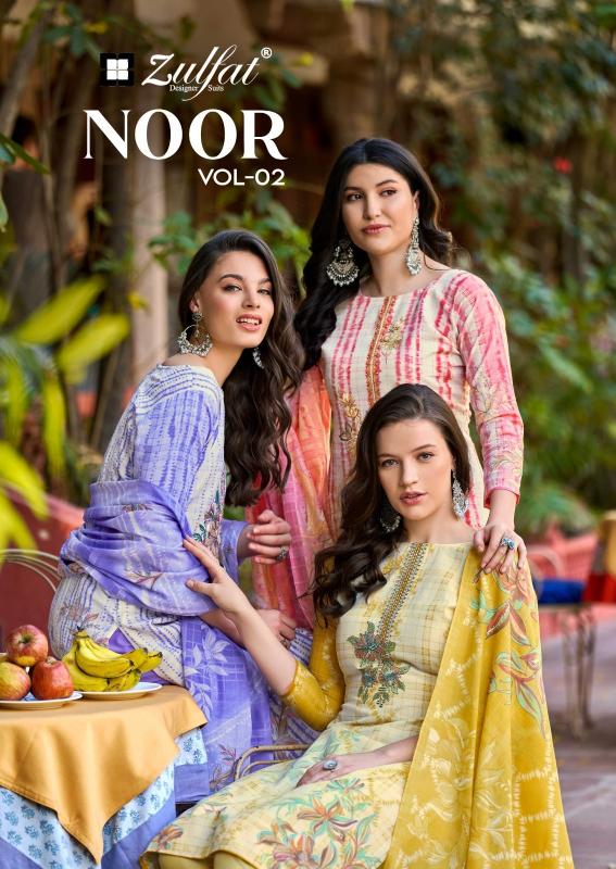 zulfat noor vol 2 cotton gorgeous look full stitch plus size 3pcs dress
