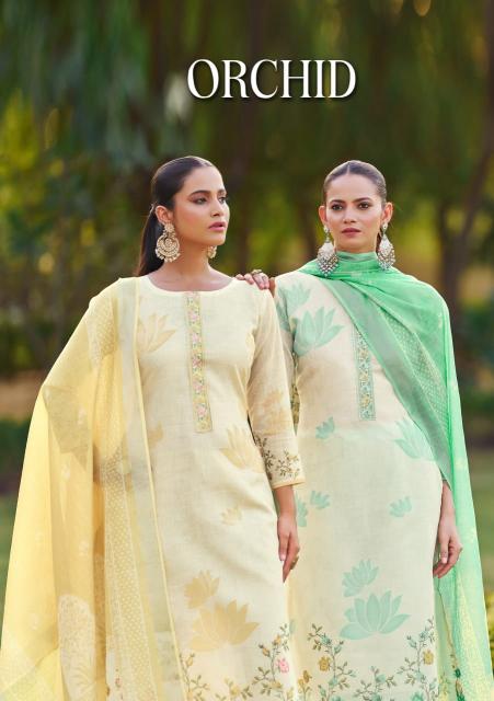 sargam orchid elegance style linen unstitch 3pcs dress