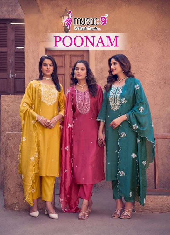 mystic 9 poonam vol 1 readymade vertican dobby pretty look suits 