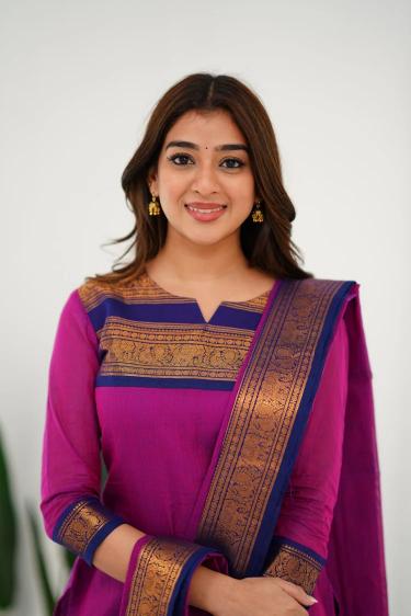 pr Silk Cotton Kurti and Dupatta Set with Intricate Weaving Work