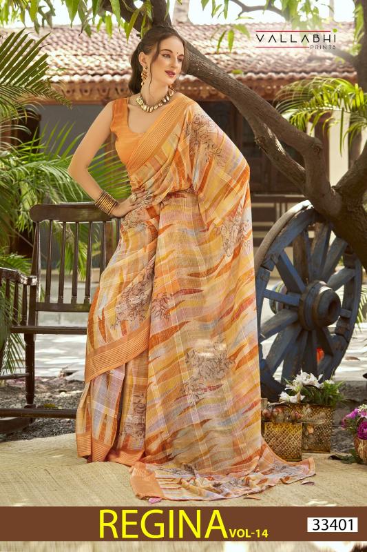 vallabhi prints regina vol 14 georgette classic saree wholesaler 