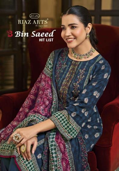bin saeed hit list by riaz arts cotton lawn pakistani suit for ladies 