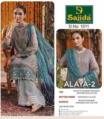 alaya vol 2 by sajida 1011 georgette single pakistani dress material 