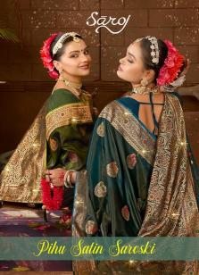 Pihu satin swarovski Saroj   satin silk saree
