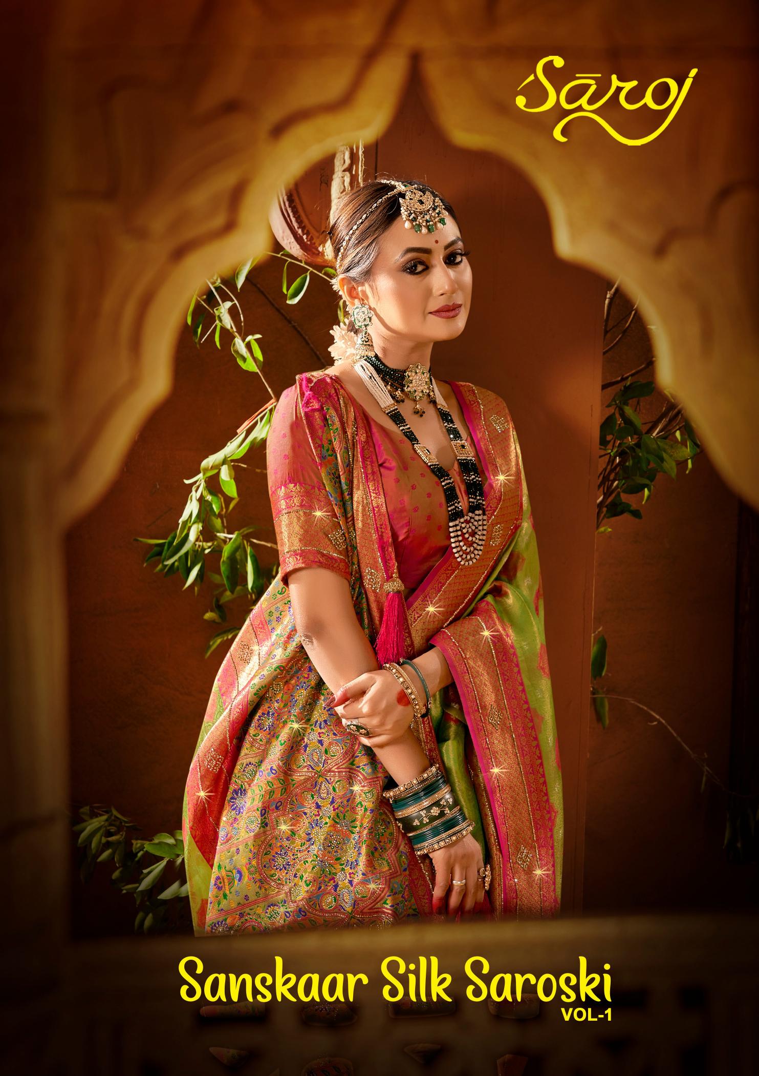 Sanskaar silk saroski Saroj vol.1 Sattin silk saree 