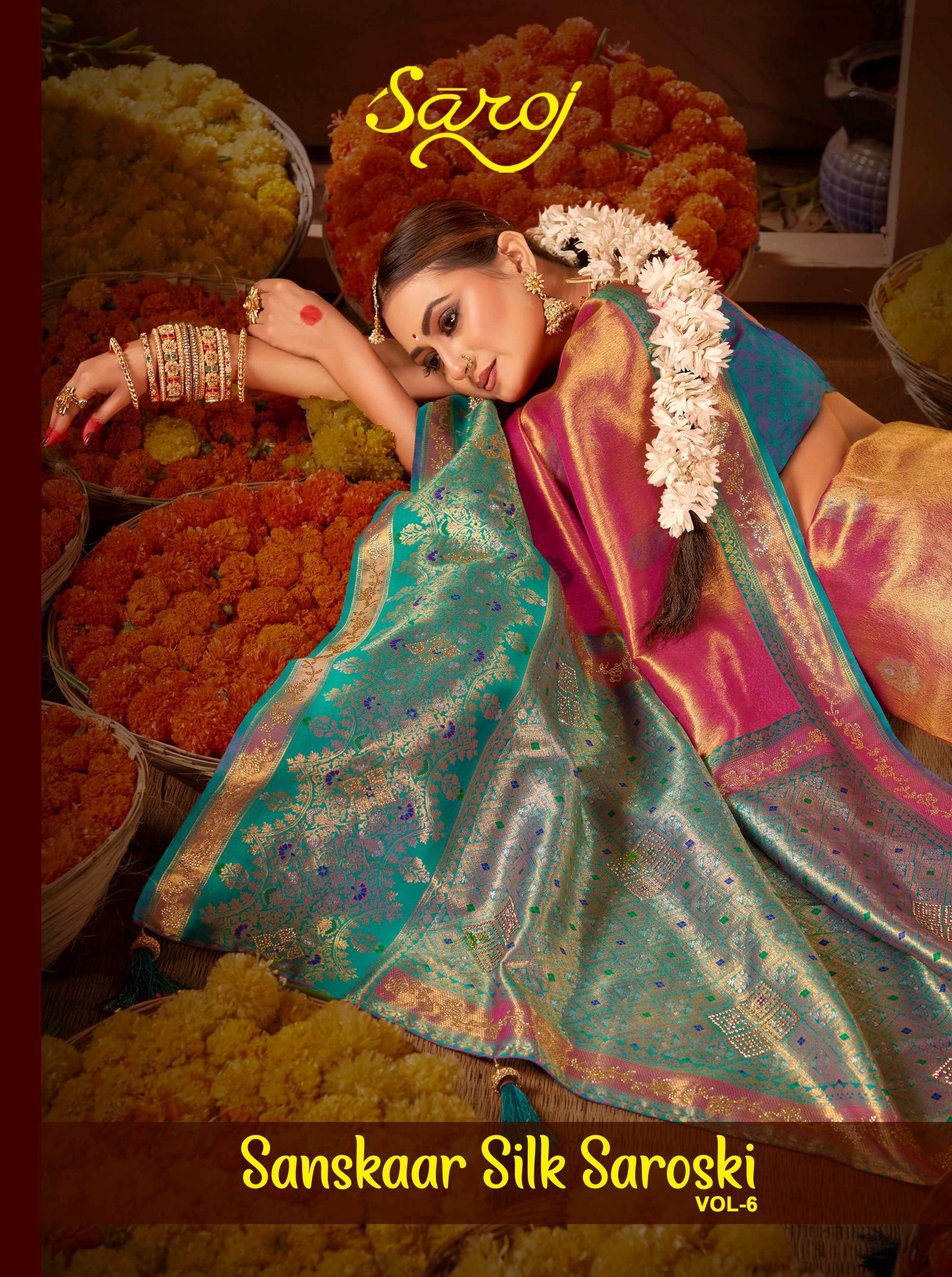  Sanskaar silk saroski Saroj vol.6 Sattin silk saree 