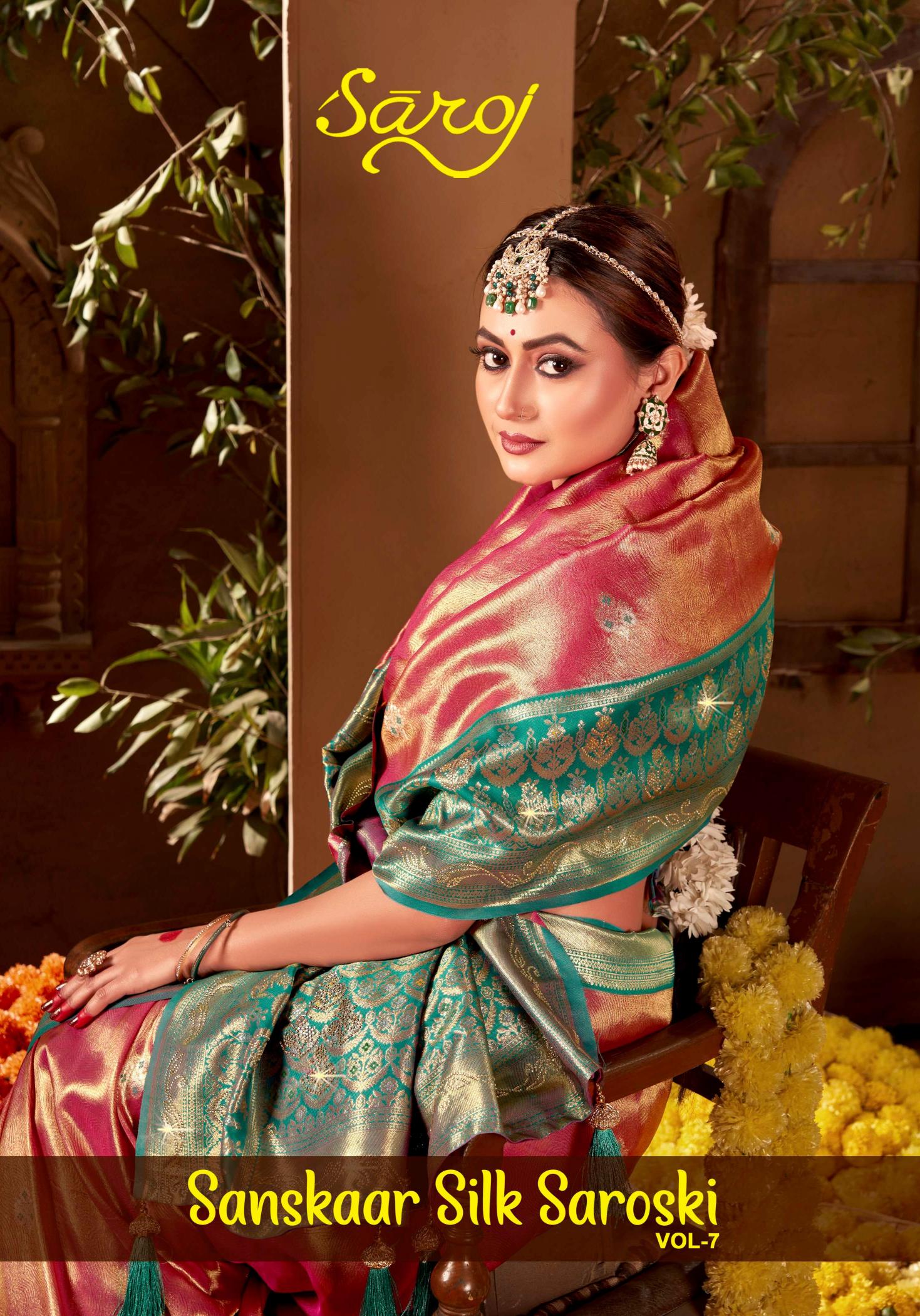 Sanskaar silk saroski Saroj vol.7 Sattin silk saree 