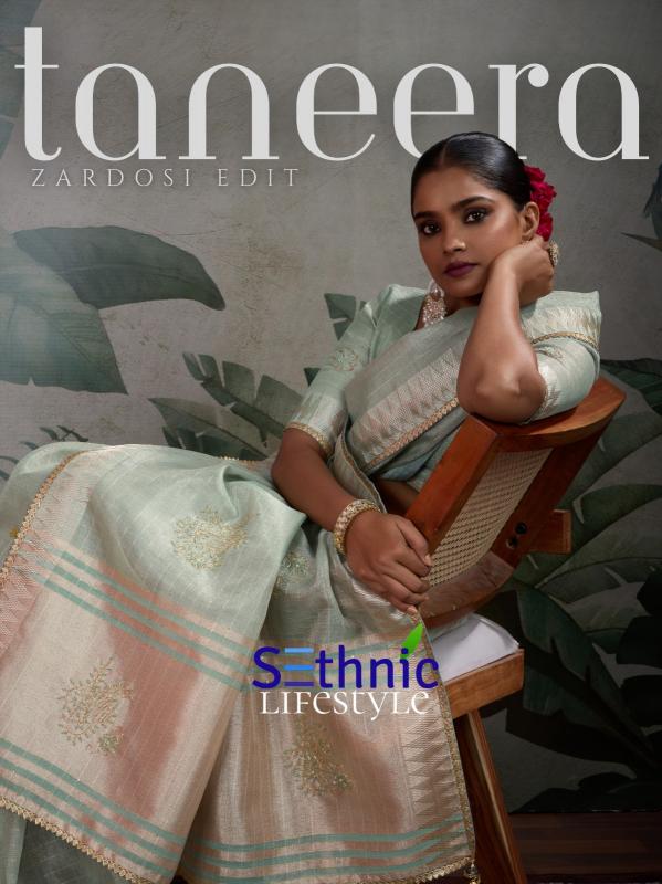 taneera by sethnic lifestyle linen tissue new saree design 2025