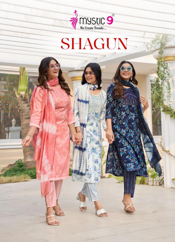 mystic9 shagun vol 15 full stitch rayon capsule print salwar kameez 