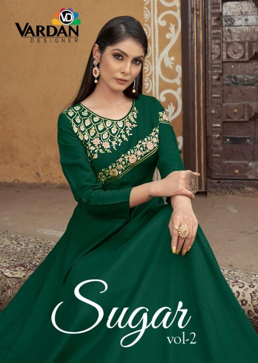 SUGAR VOL-2 by vardan MASLIN  fancy long GOWN embroidery