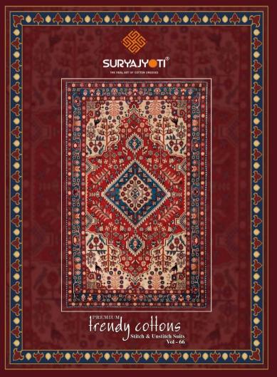suryajyoti trendy cotton vol 66 unique colours cotton 3pcs dress supplier 