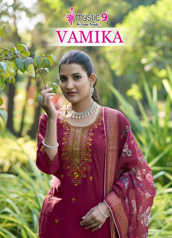 mystic 9 vamika vol 1 fully stitch silk dobby suit for womens 