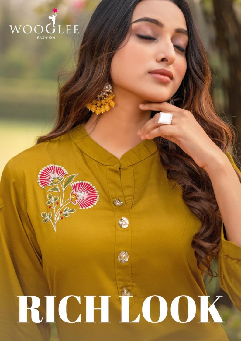 rich look by wooglee viscose satin fashionable readymade co-ord set