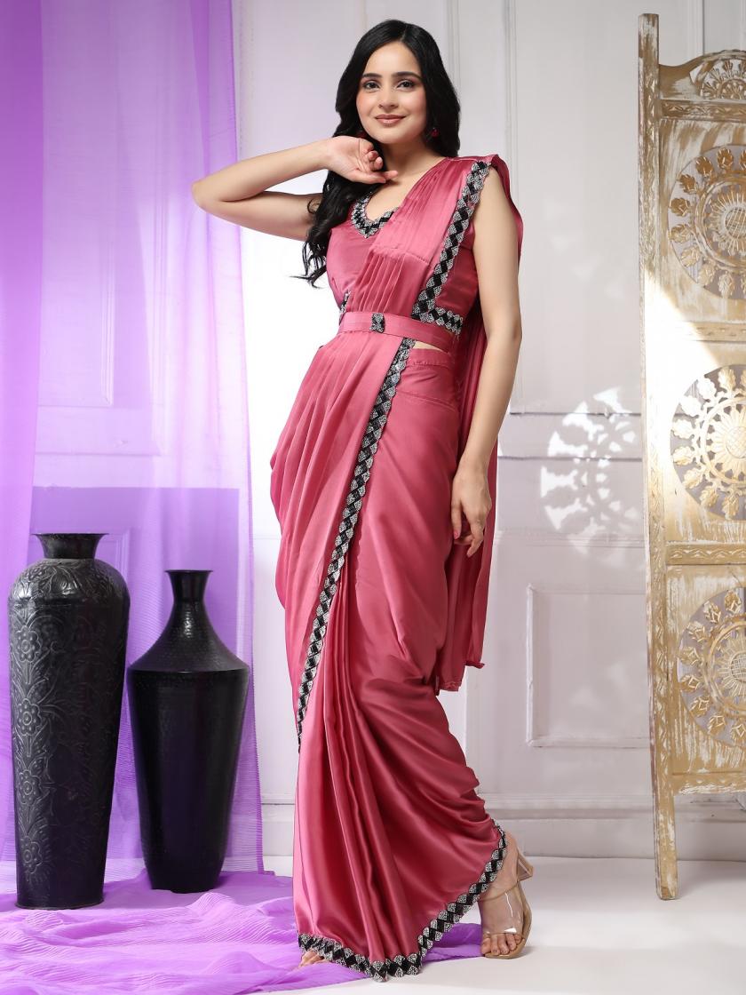 AMOHA 102096 SATIN SILK SHOP GLAMOROUS STYLES ONE MINUTE SAREE