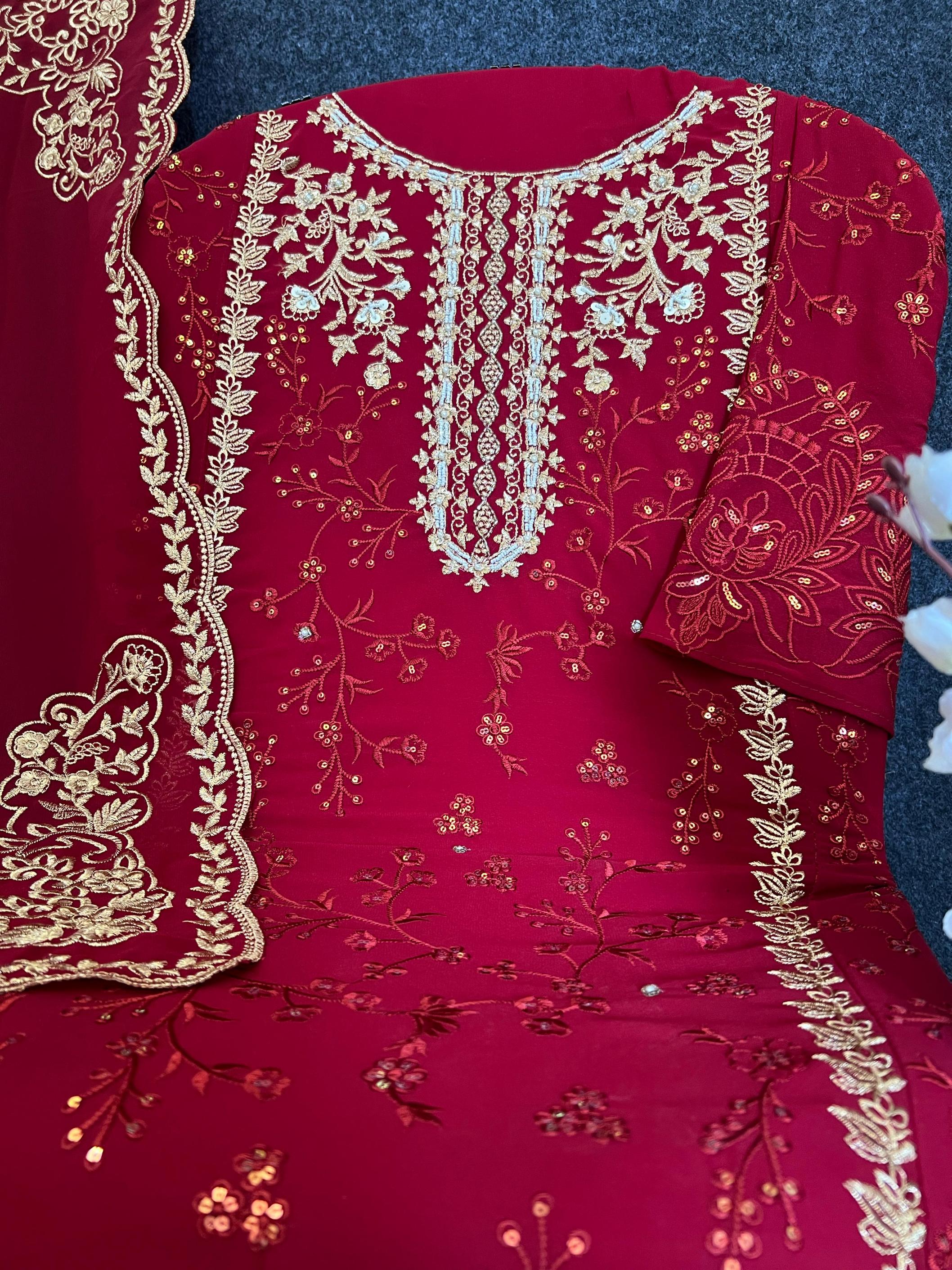  1034 BY SAJIDA ALAYA VOL 4 GORGETTE PAKISTANI UNSTITCHED DRESS