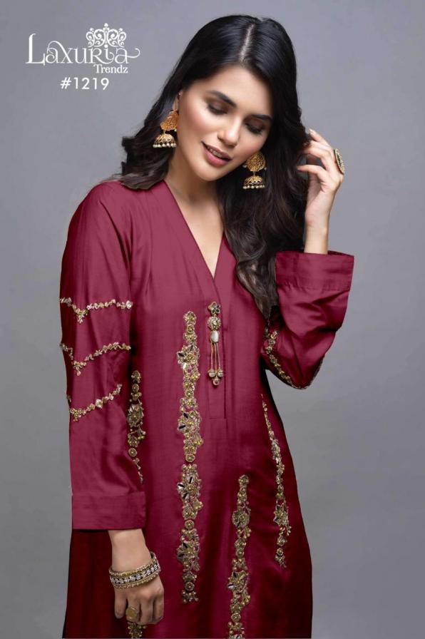 LAXURIA TRENDZ 1219 SATIN SHOP TRENDY FULL STITCH PAKISTANI 3PCS DRESS