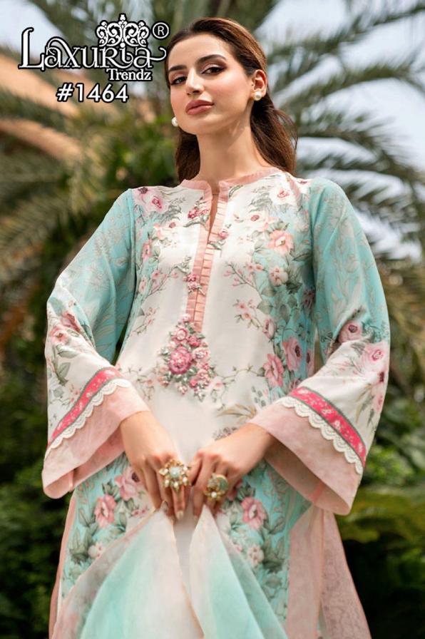 LAXURIA TRENDZ 1464 SHOP TRENDY MUSLIN FULL STITCH PAKISTANI 3PCS DRESS