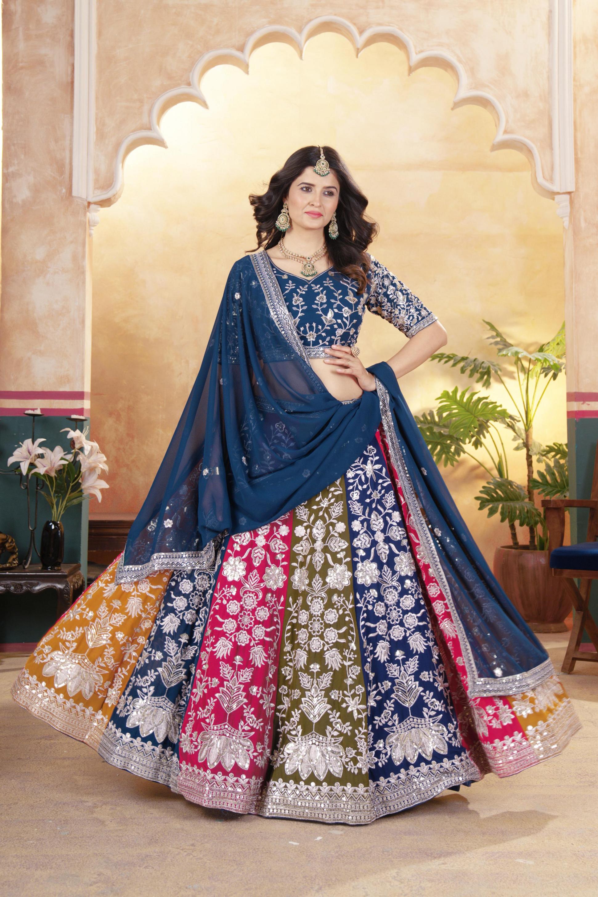 5053 FAUX GEORGETTE STITCH LEHENGA UNSTITCH BLOUSE FOR ANY OCCASION 