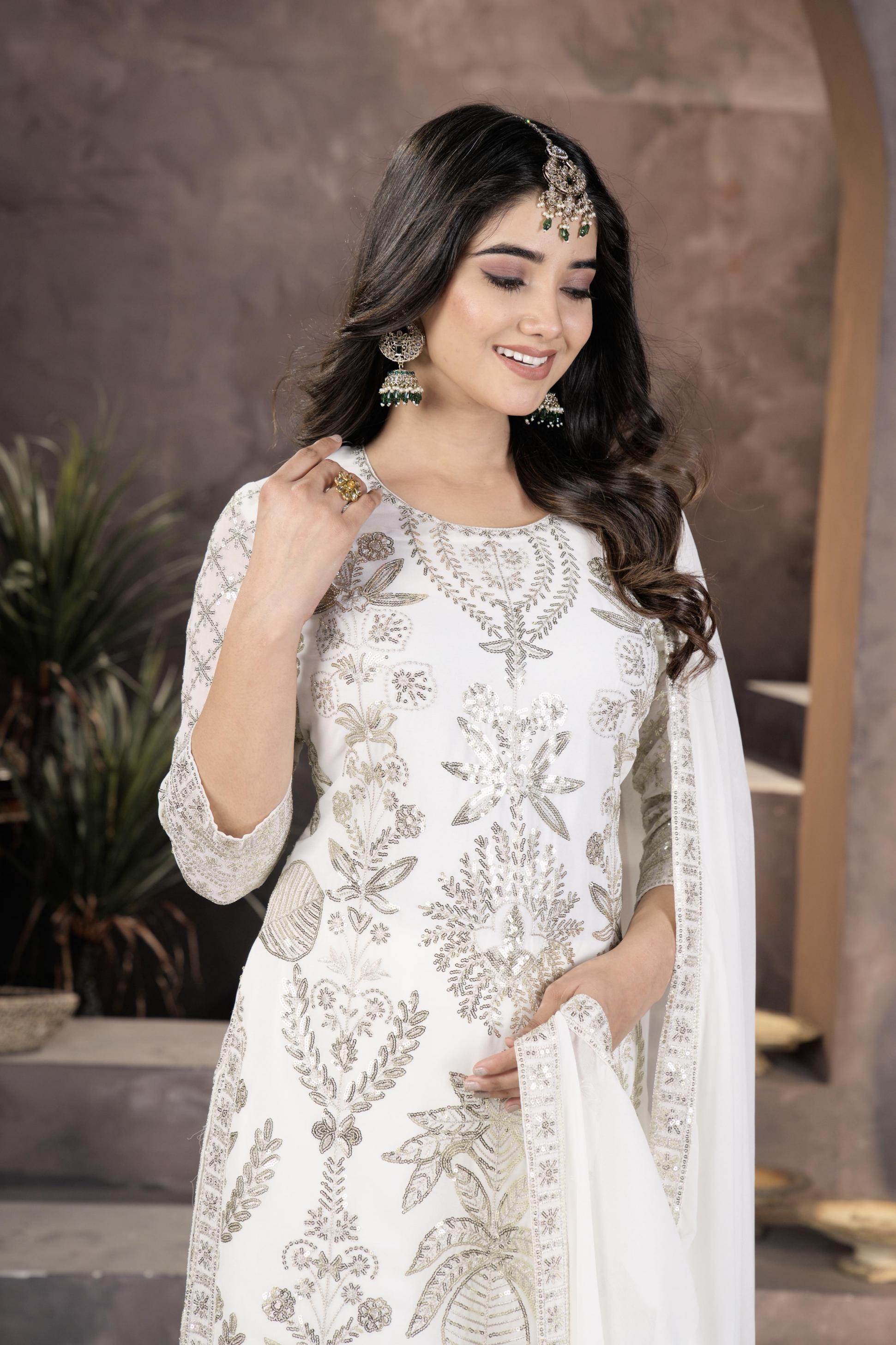 5060 FULLY STITCH FAUX GEORGETTE DESIGNER 3PCS COMBO DRESS