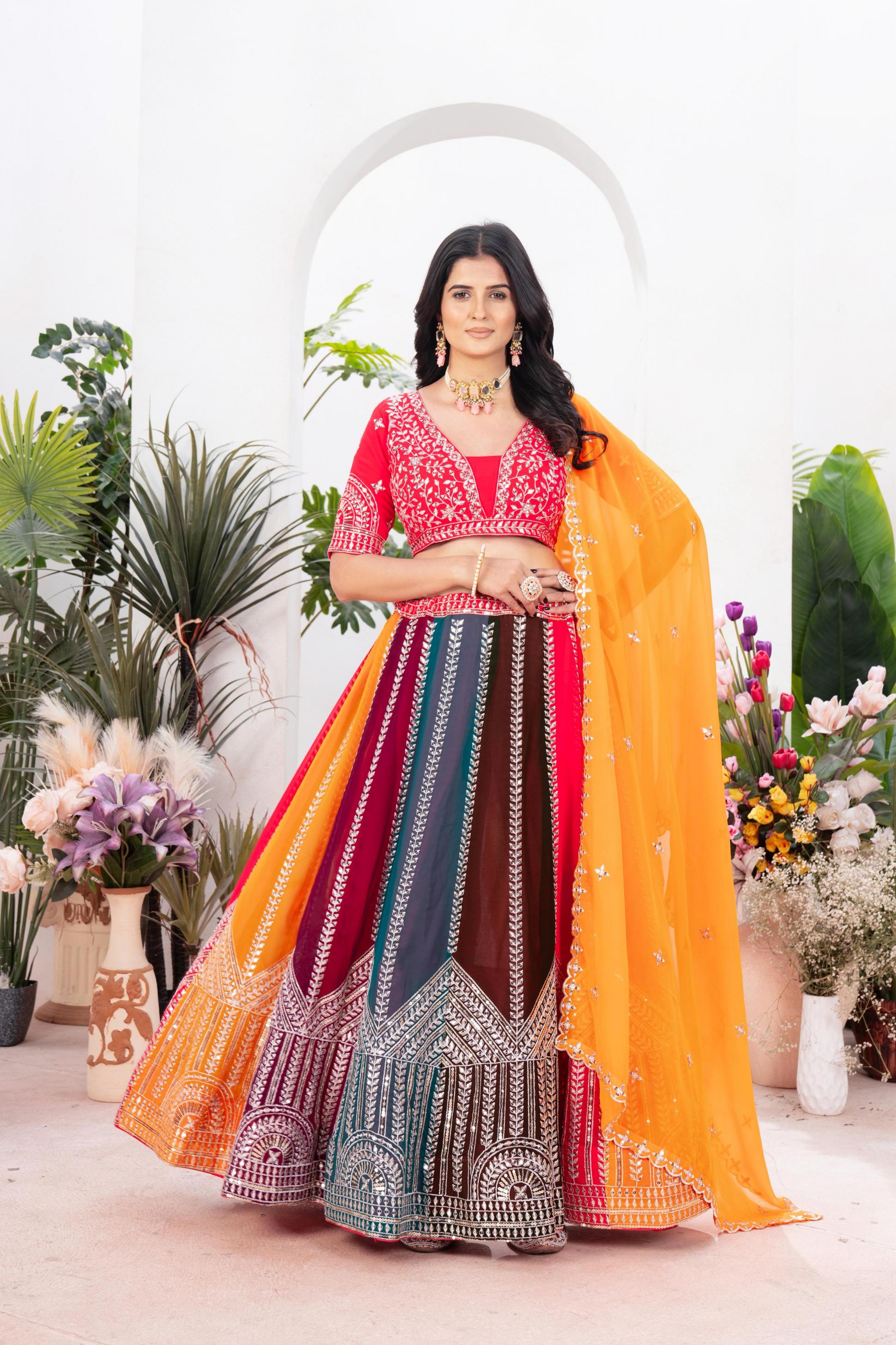 5080 POPULAR DESIGN OCCASION WEAR FAUX GEORGETTE LEHENGAS ONLINE 