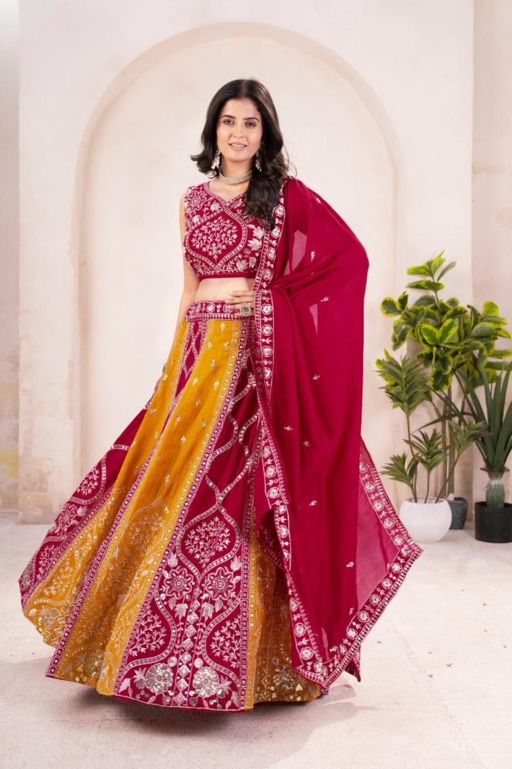 5104 VICHITRA SILK STITCH LEHENGA UNSTITCH CHOLI FOR WEDDING FUNCTION 