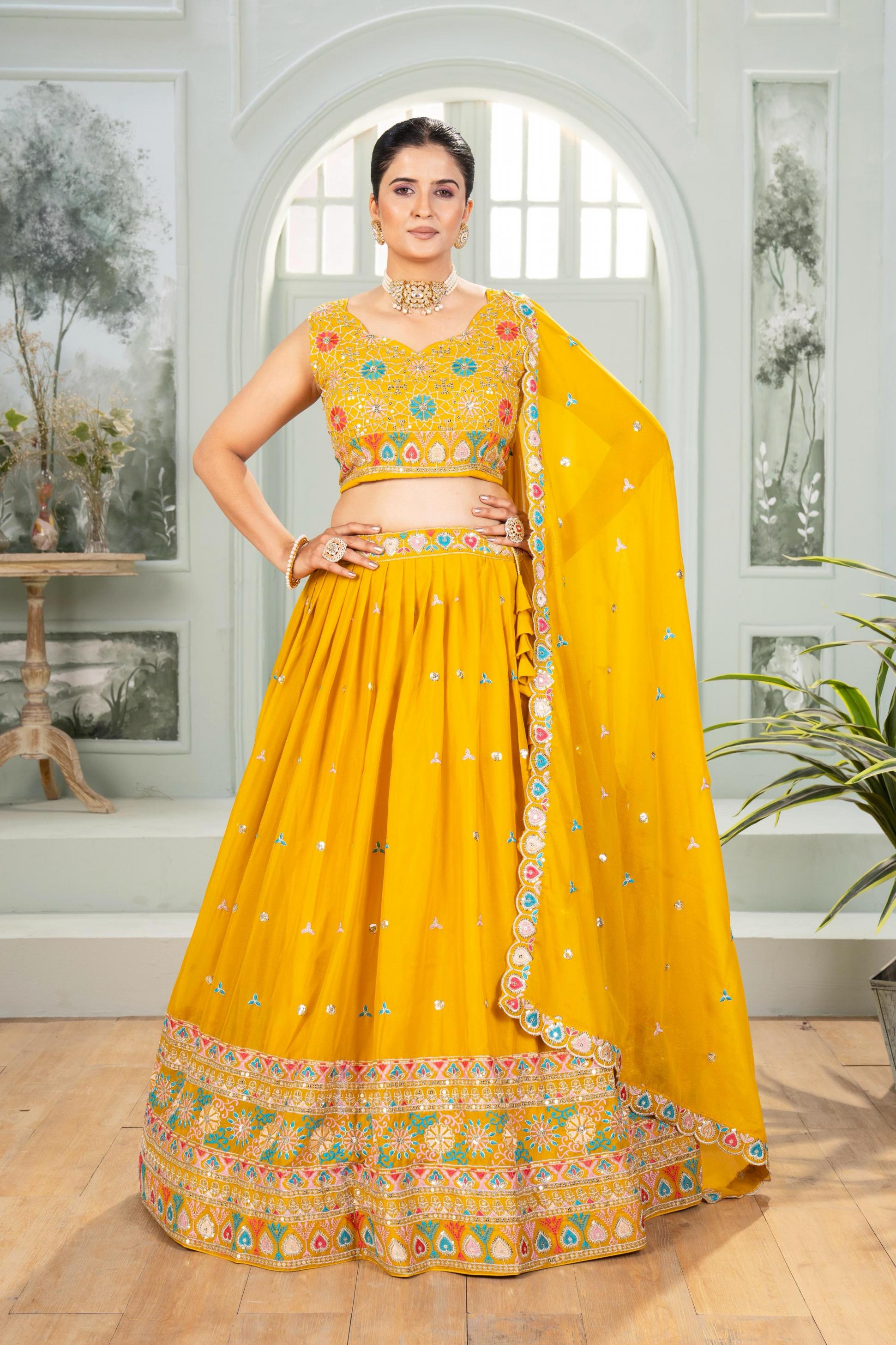 5111 STAR GEORGETTE EXCLUSIVE DESIGN LEHENGA CHOLI WITH DUPATTA  