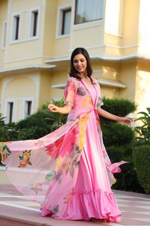 9018 PINK POPULAR DESIGN RAYON FULLY STITCH WESTERN KURTIS 