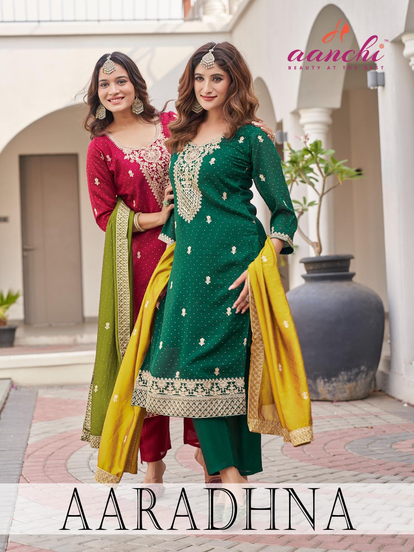 AANCHI AARADHNA VICHITRA SILK SUMMER BEAUTY FULL STITCH 3PCS DRESS