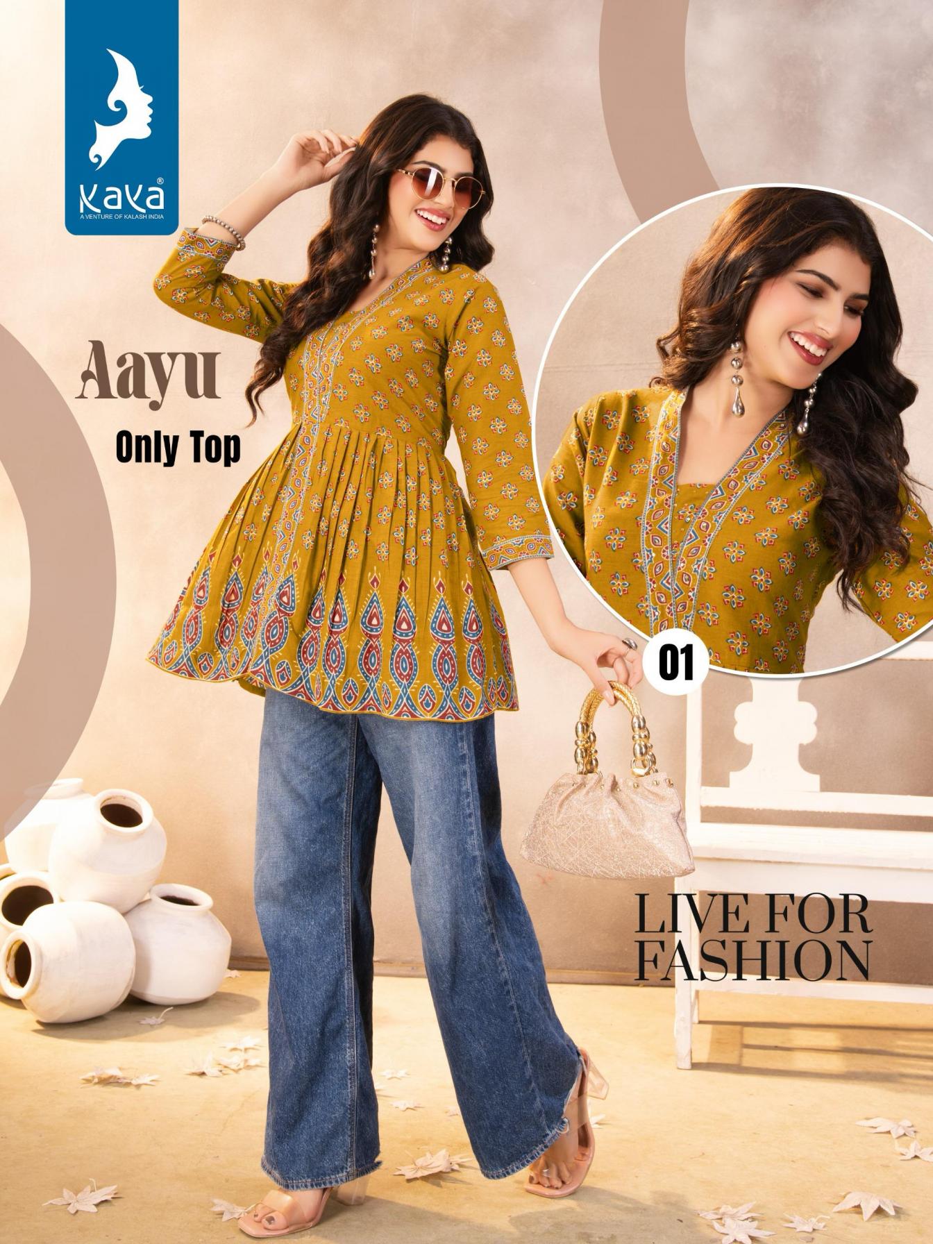 KAYA LAUNCH AAYU COTTON PRINT FULL STITCH STYLISH TOP FOR GIRLS 