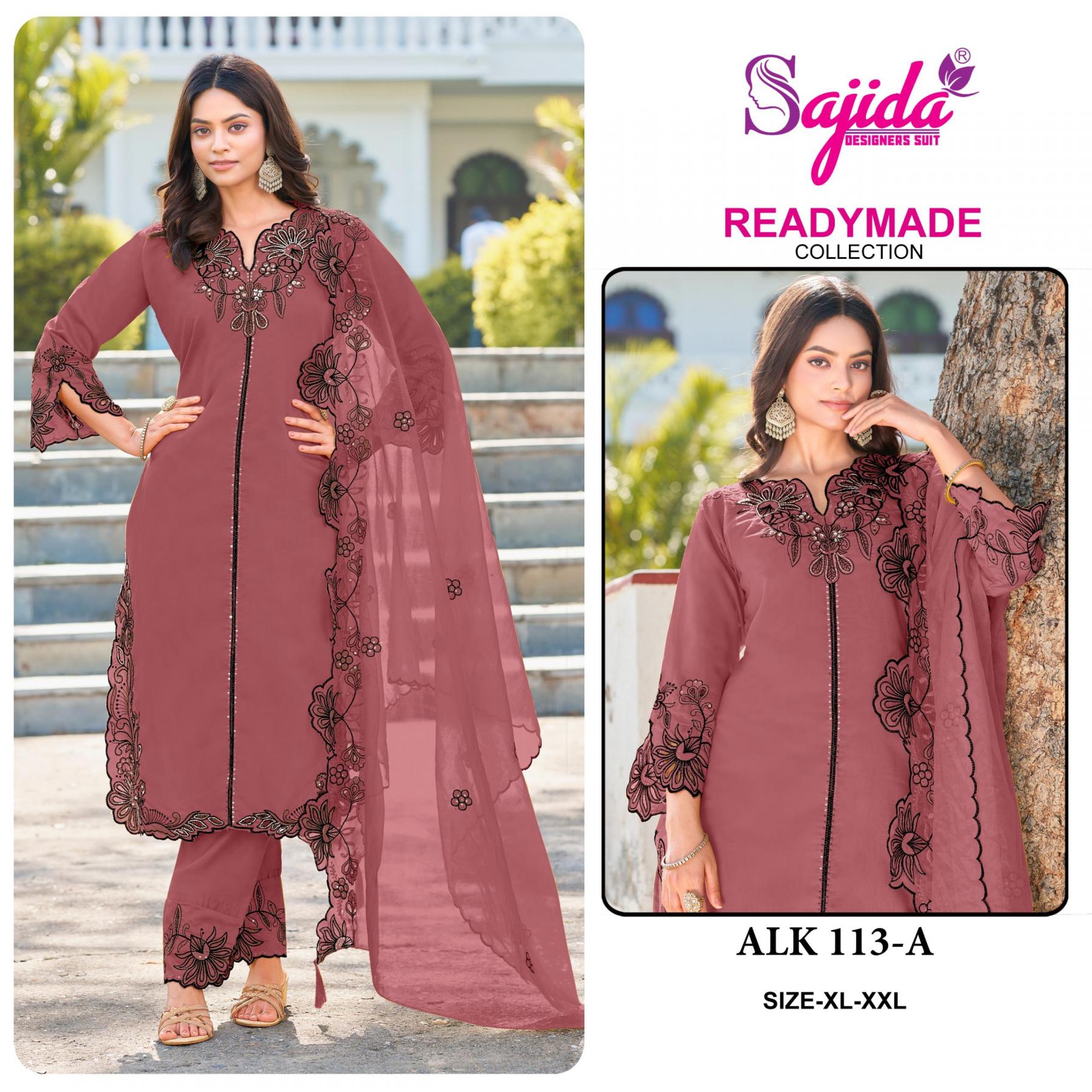 ALK 113 BY SAJIDA DESIGNER FULLY STITCH ROMAN SILK MODERN PAKISTANI SUIT FOR WOMENS 