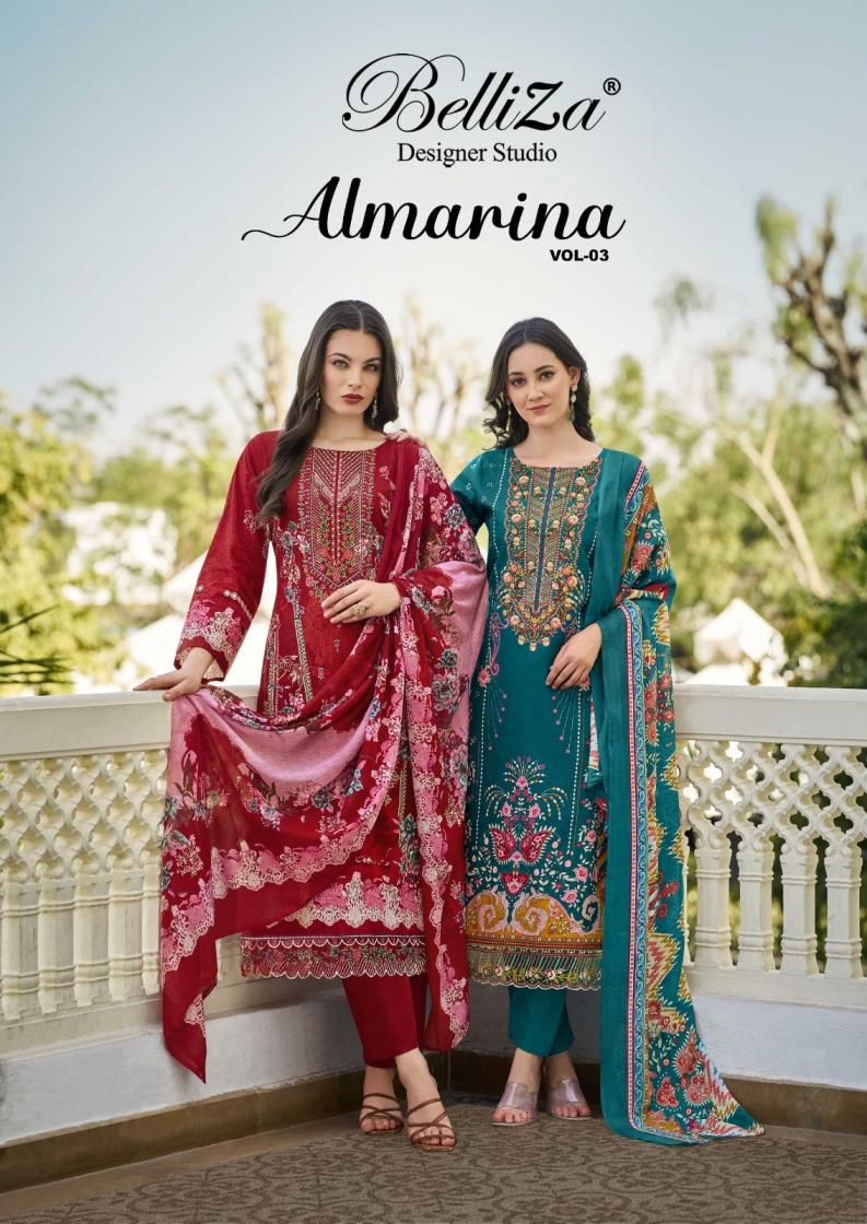 belliza designer almarina vol 3 cotton stylish pakistani dress material 