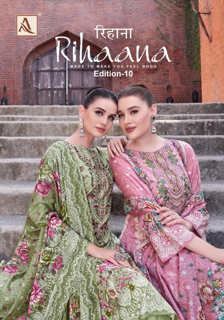 riha vol 10 by alok cambric cotton casual pakistani print suit online 