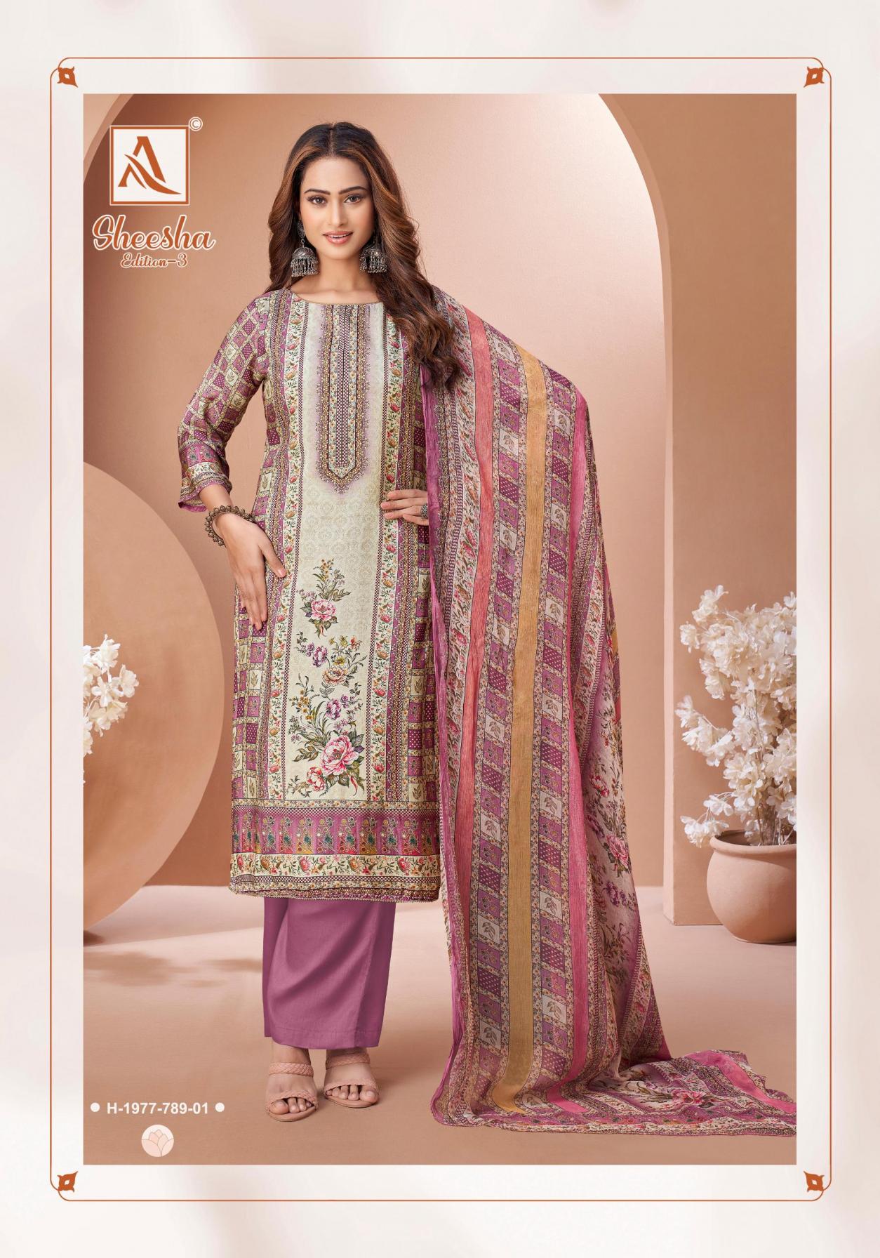 SHEESHA VOL 3 BY ALOK SUITS DESIGNER UNSTITCHED SUITS