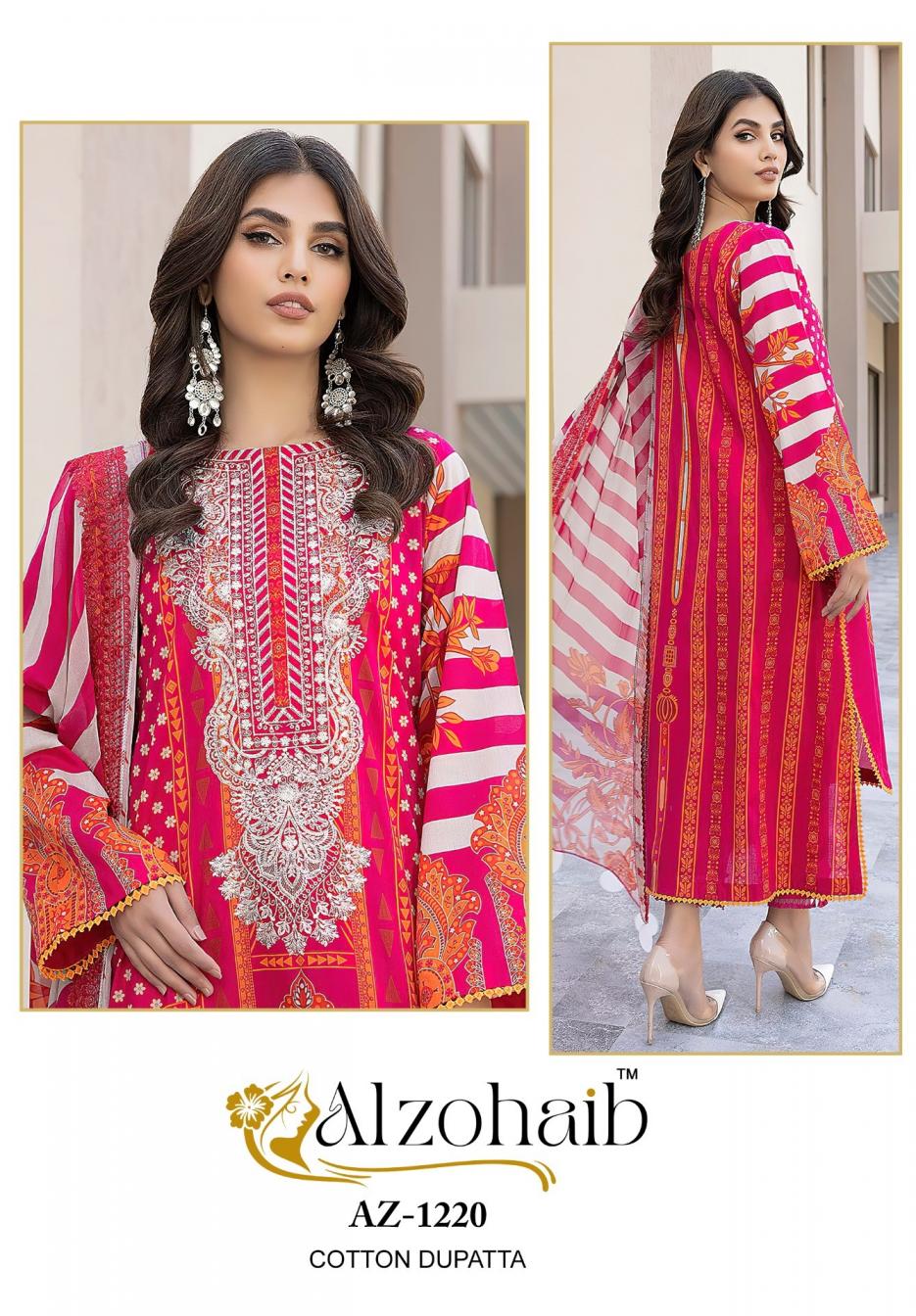 alzohaib 1220 cotton hit design pakistani suit for womens 